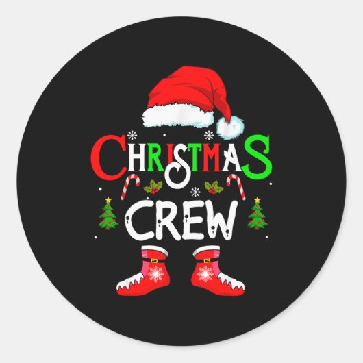 Funny Christmas Crew Xmas Squad Santa Family Pajam ラウンドシール (正面)