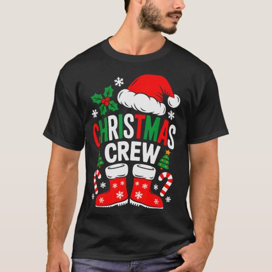 Funny Christmas Crew Xmas Squad Santa Family Pajam Tシャツ (正面)