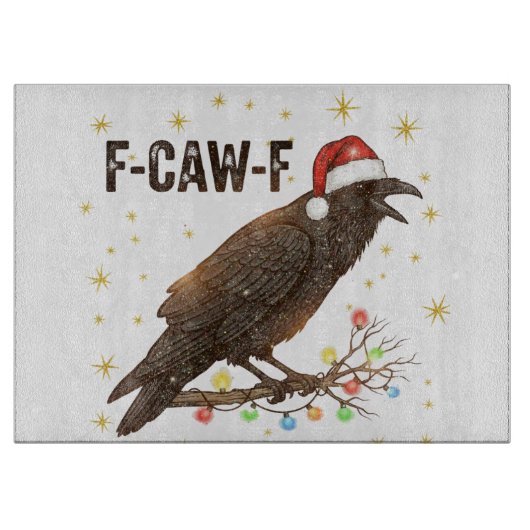Funny Christmas Crow Raven F-CAW- F カッティングボード (正面)