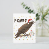 Funny Christmas Crow Raven F-CAW- F ポストカード (スタンド正面)