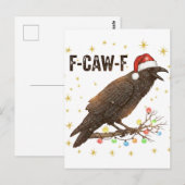 Funny Christmas Crow Raven F-CAW- F ポストカード (正面/裏面)