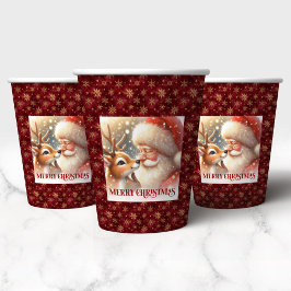 Funny Christmas Cups with Santa Claus and Rudolph 紙コップ