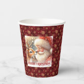 Funny Christmas Cups with Santa Claus and Rudolph 紙コップ (正面)