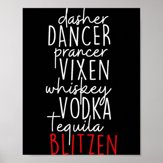 Funny Christmas Dasher Dancer Prancer Vixen Whiske ポスター (正面)