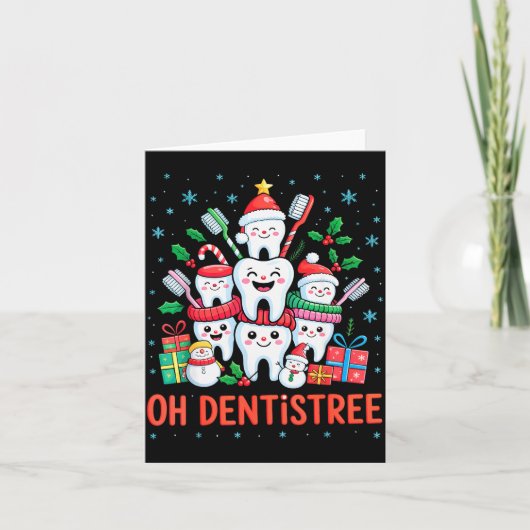 Funny Christmas Dentist Xmas Dental Oh Dentistree  カード (正面)