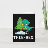 Funny Christmas Dinosaurs Christmas Tree Rex Cute  カード (正面)