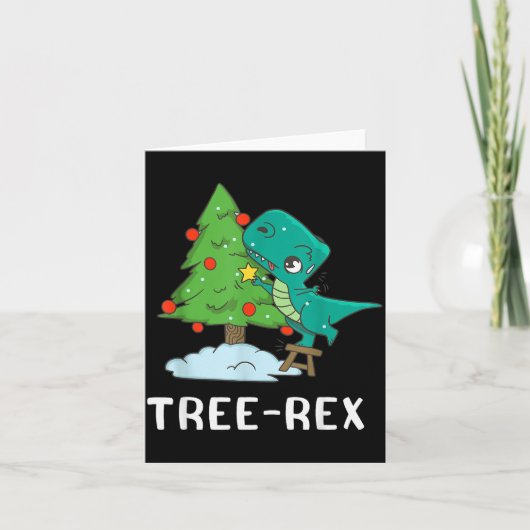 Funny Christmas Dinosaurs Christmas Tree Rex Cute  カード (正面)