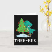 Funny Christmas Dinosaurs Christmas Tree Rex Cute  カード (黄色い花)