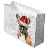 Funny Christmas Dog Frenchie Lover Holiday ラージペーパーバッグ (正面アングル)