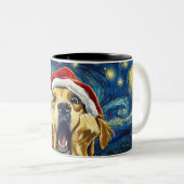 Funny Christmas dog Mugs | Merry Christmas Mug ツートーンマグカップ (正面右)