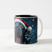 Funny Christmas dog Mugs | Merry Christmas Mug ツートーンマグカップ (正面右)