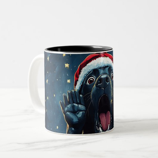 Funny Christmas dog Mugs | Merry Christmas Mug ツートーンマグカップ (正面左)