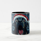 Funny Christmas dog Mugs | Merry Christmas Mug ツートーンマグカップ (中央)