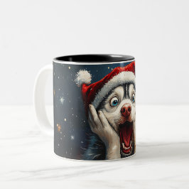 Funny Christmas dog Mugs | Merry Christmas Mug ツートーンマグカップ