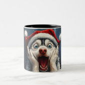 Funny Christmas dog Mugs | Merry Christmas Mug ツートーンマグカップ (中央)