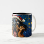Funny Christmas dog Mugs | Merry Christmas Mug ツートーンマグカップ (正面右)
