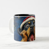 Funny Christmas dog Mugs | Merry Christmas Mug ツートーンマグカップ (正面左)
