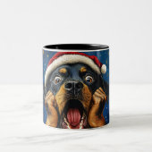 Funny Christmas dog Mugs | Merry Christmas Mug ツートーンマグカップ (中央)