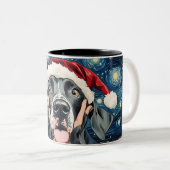Funny Christmas dog Mugs | Merry Christmas Mug ツートーンマグカップ (正面右)