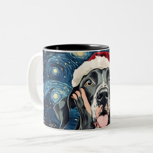 Funny Christmas dog Mugs | Merry Christmas Mug ツートーンマグカップ (正面左)