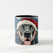 Funny Christmas dog Mugs | Merry Christmas Mug ツートーンマグカップ (中央)