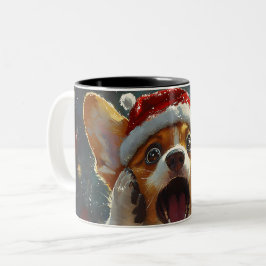 Funny Christmas dog Mugs | Merry Christmas Mug ツートーンマグカップ