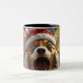Funny Christmas dog Mugs | Merry Christmas Mug ツートーンマグカップ (中央)