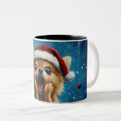 Funny Christmas dog Mugs | Merry Christmas Mug ツートーンマグカップ (正面右)