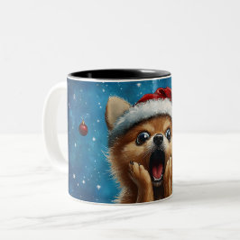 Funny Christmas dog Mugs | Merry Christmas Mug ツートーンマグカップ