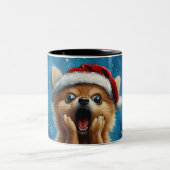 Funny Christmas dog Mugs | Merry Christmas Mug ツートーンマグカップ (中央)