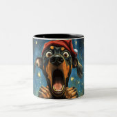 Funny Christmas dog Mugs | Merry Christmas Mug ツートーンマグカップ (中央)