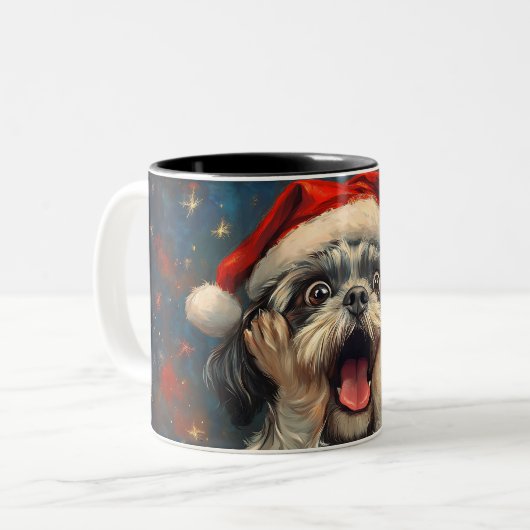 Funny Christmas dog Mugs | Merry Christmas Mug ツートーンマグカップ (正面左)