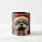 Funny Christmas dog Mugs | Merry Christmas Mug ツートーンマグカップ (中央)