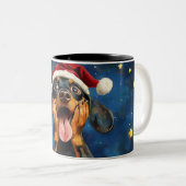 Funny Christmas dog Mugs | Merry Christmas Mug ツートーンマグカップ (正面右)