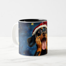 Funny Christmas dog Mugs | Merry Christmas Mug ツートーンマグカップ
