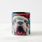 Funny Christmas dog Mugs | Merry Christmas Mug ツートーンマグカップ (中央)