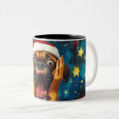 Funny Christmas dog Mugs | Merry Christmas Mug ツートーンマグカップ (正面右)