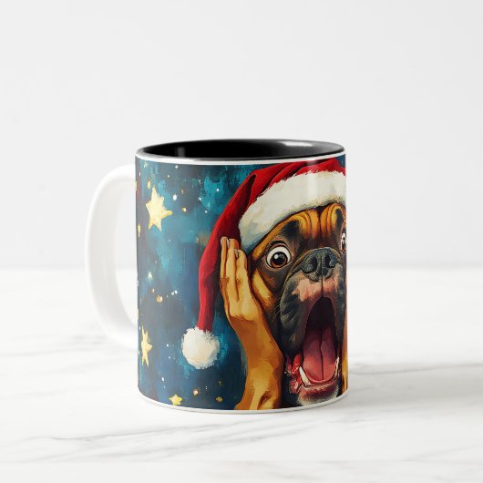 Funny Christmas dog Mugs | Merry Christmas Mug ツートーンマグカップ (正面左)