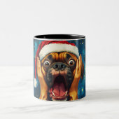 Funny Christmas dog Mugs | Merry Christmas Mug ツートーンマグカップ (中央)