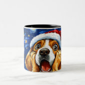 Funny Christmas dog Mugs | Merry Christmas Mug ツートーンマグカップ (中央)