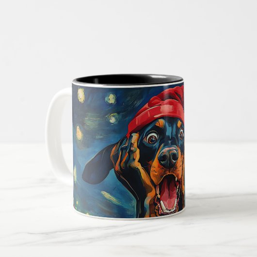 Funny Christmas dog Mugs | Merry Christmas Mug ツートーンマグカップ (正面左)