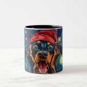 Funny Christmas dog Mugs | Merry Christmas Mug ツートーンマグカップ (中央)
