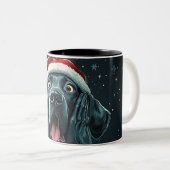 Funny Christmas dog Mugs | Merry Christmas Mug ツートーンマグカップ (正面右)