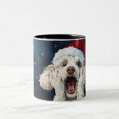Funny Christmas dog Mugs | Merry Christmas Mug ツートーンマグカップ (中央)