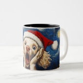 Funny Christmas dog Mugs | Merry Christmas Mug ツートーンマグカップ (正面右)