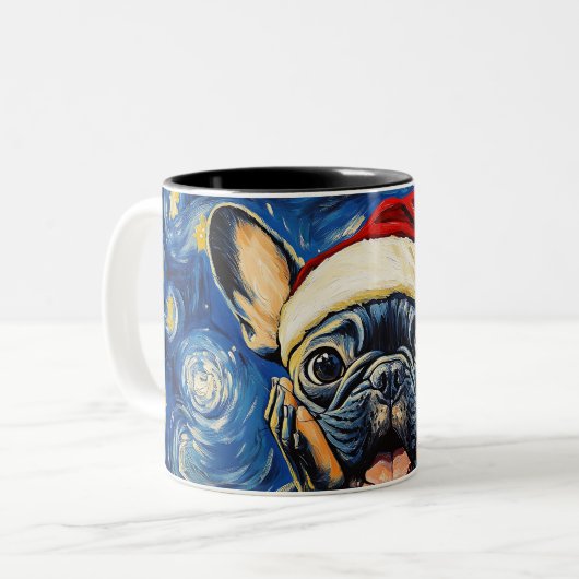 Funny Christmas dog Mugs | Merry Christmas Mug ツートーンマグカップ (正面左)