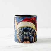 Funny Christmas dog Mugs | Merry Christmas Mug ツートーンマグカップ (中央)