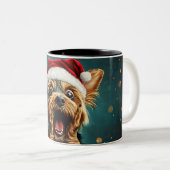 Funny Christmas dog Mugs | Merry Christmas Mug ツートーンマグカップ (正面右)