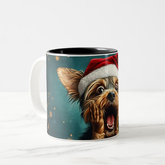 Funny Christmas dog Mugs | Merry Christmas Mug ツートーンマグカップ (正面左)