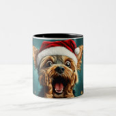 Funny Christmas dog Mugs | Merry Christmas Mug ツートーンマグカップ (中央)